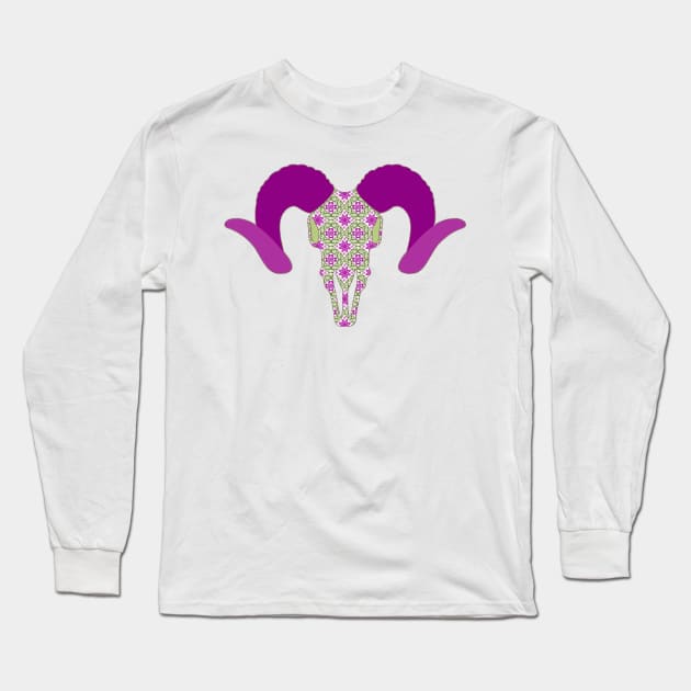 Floral Ram Skull Long Sleeve T-Shirt by Nuletto